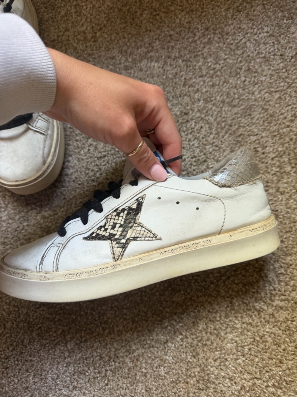 Golden Goose White Sneakers with Black Laces and Metallic Heel - Picture 2 of 4